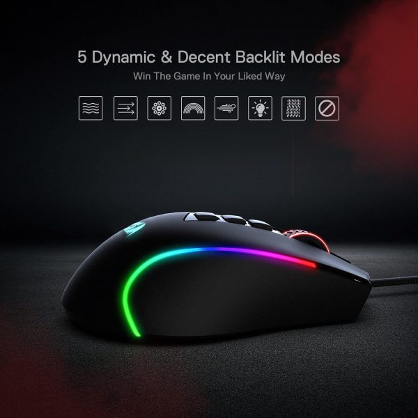 Redragon M612 Predator RGB Gaming Mouse, 8000 DPI Wired Optical Mouse with 11 Programmable Buttons & 5 Backlit Modes, Software Supports DIY Keybinds Rapid Fire Button - Image 7