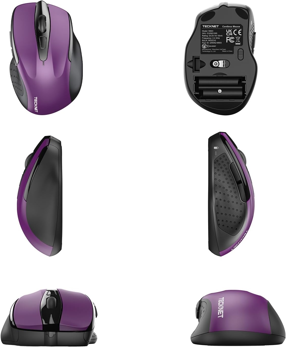 TECKNET Wireless Mouse, 2.4G Ergonomic Optical Mouse, Computer Mouse for Laptop, PC, Computer, Chromebook, Notebook, 6 Buttons, 24 Months Battery Life, 2600 DPI, 5 Adjustment Levels - Image 8