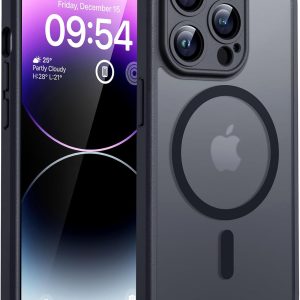 TOCOL Magnetic for Case, Upgraded Full Camera Protection, Compatible with Magsafe, Drop Protection, Translucent Matte Back Bumper Phone Cover 6.7-Inch(Black)