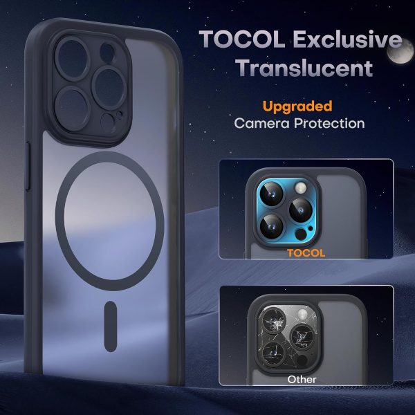 TOCOL Magnetic for Case, Upgraded Full Camera Protection, Compatible with Magsafe, Drop Protection, Translucent Matte Back Bumper Phone Cover 6.7-Inch（Black） - Image 5